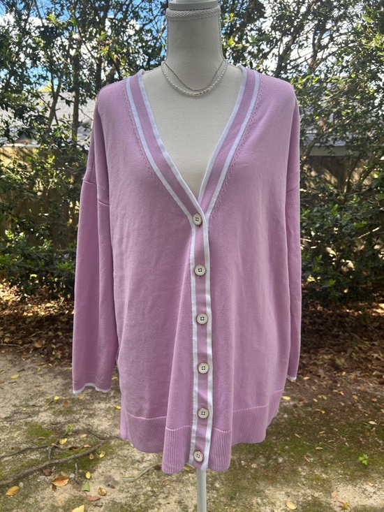 Sweaters - Lavendar V-Neck Button Front Women's Cardigan